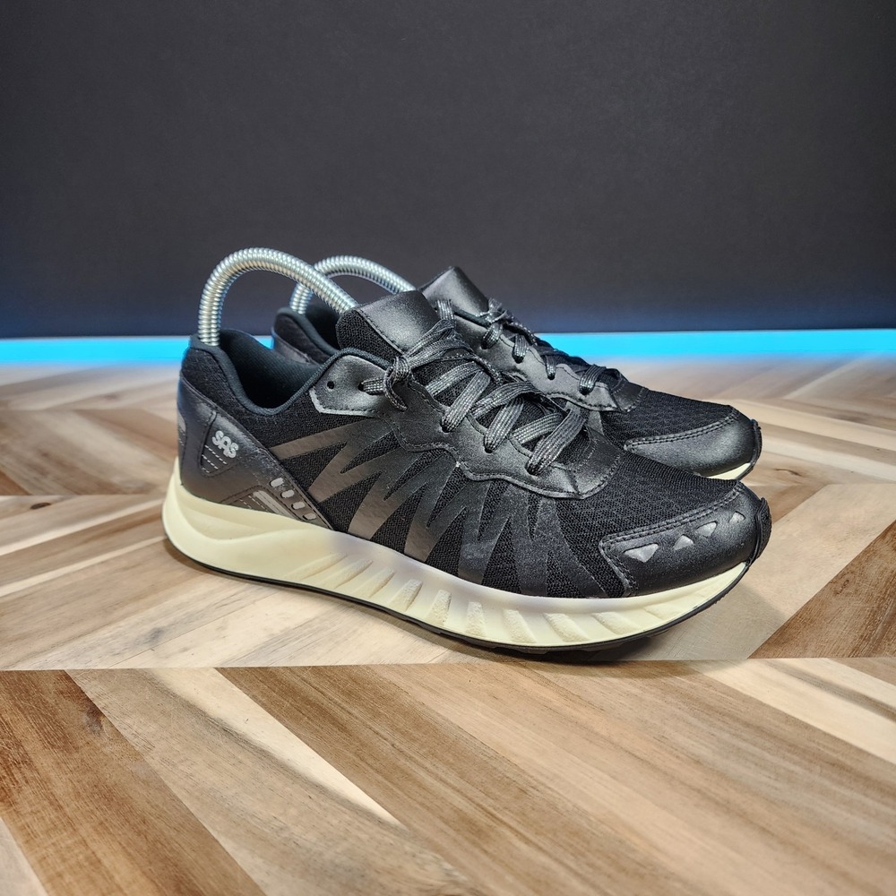 SAS Tempo Black Metallic Silver Lace Up Shoes Made in USA Womens Size 8 M